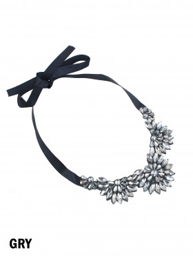Rhinestone Floral Band Necklace